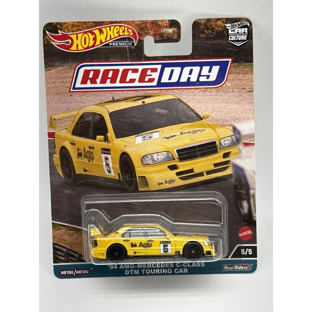 Hot Wheels Premium Race AMG Mercedes Racing Diecast Car Yellow Metal 1:64 FPY86